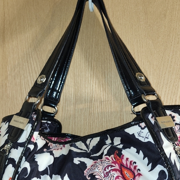 Franco Sarto Black and Pink Floral Shoulder Bag - Picture 5 of 14